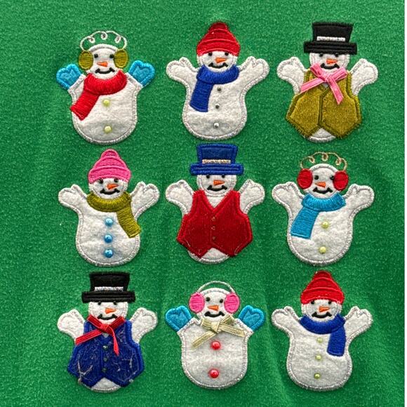 Mercer Street Studio Vintage Green Long Sleeve Snowman Christmas Shirt Women M - Picture 3 of 6